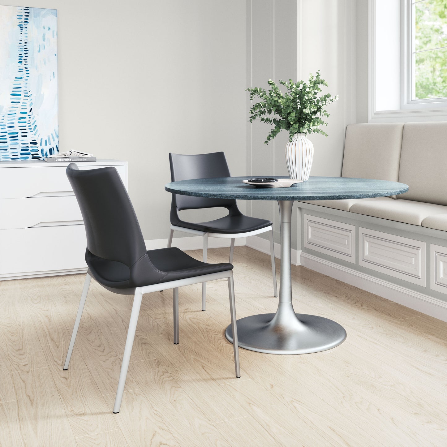 Dining Chair (Set of 2) Black & Silver - Modern & Ergonomic Seating for Home & Office