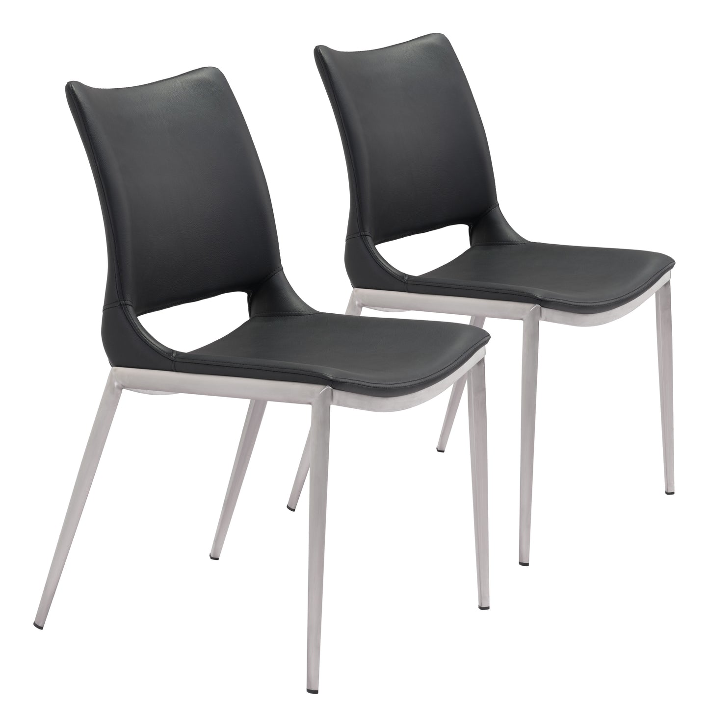 Dining Chair (Set of 2) Black & Silver - Modern & Ergonomic Seating for Home & Office
