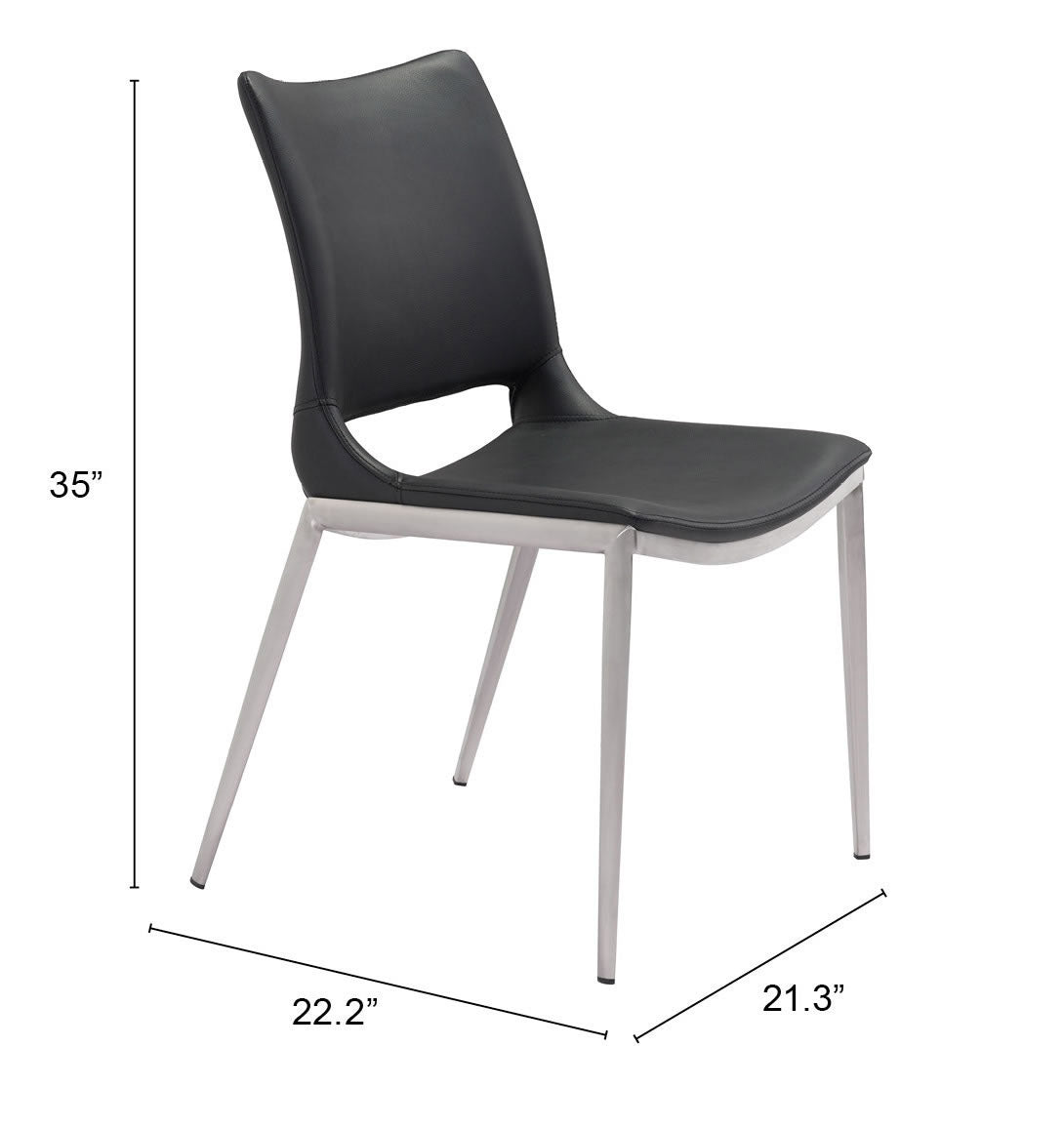 Dining Chair (Set of 2) Black & Silver - Modern & Ergonomic Seating for Home & Office