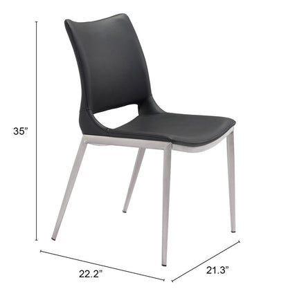 Dining Chair (Set of 2) Black & Silver - Modern & Ergonomic Seating for Home & Office