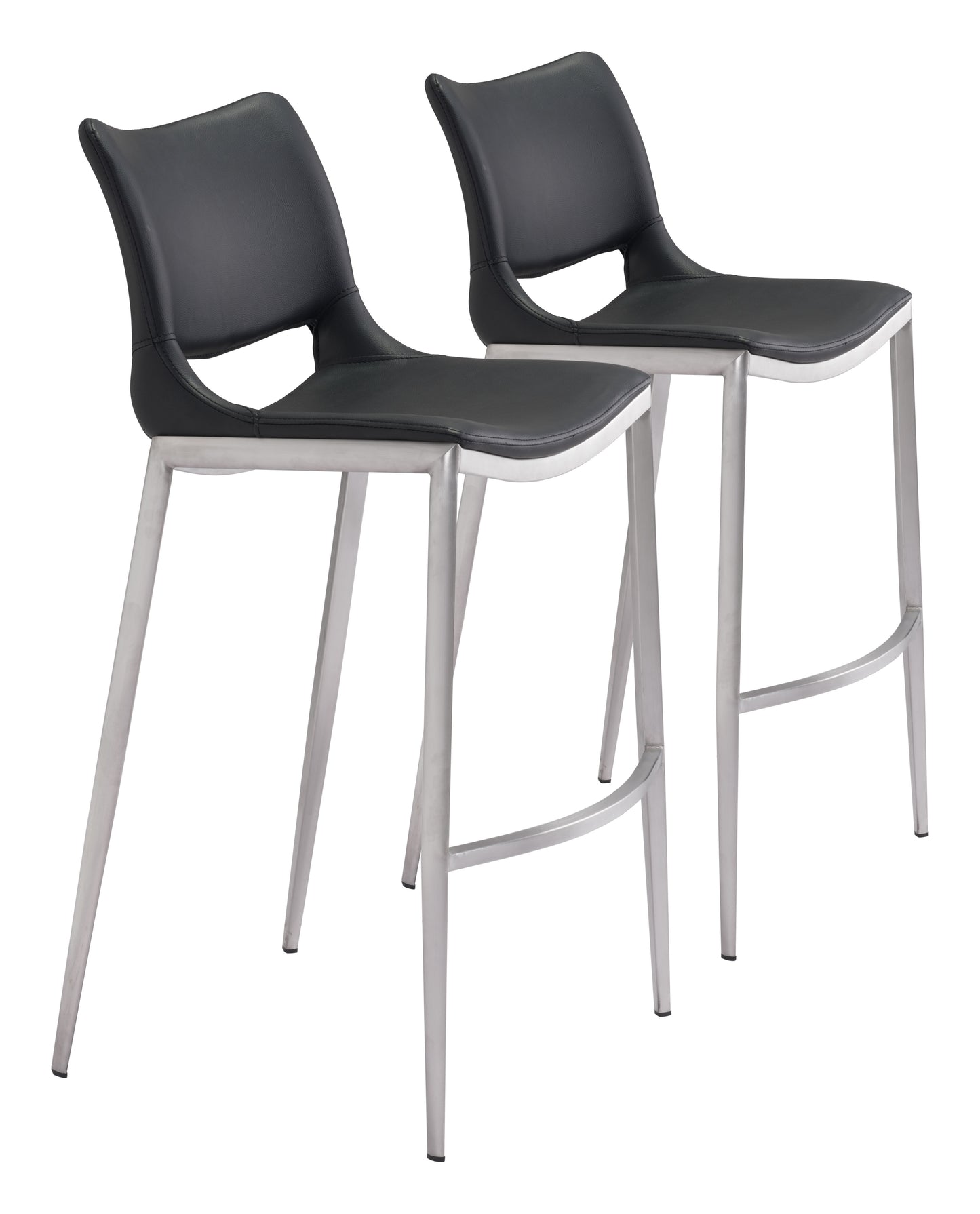 Tabouret de bar Ace (lot de 2) noir et argent