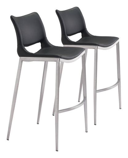 Tabouret de bar Ace (lot de 2) noir et argent