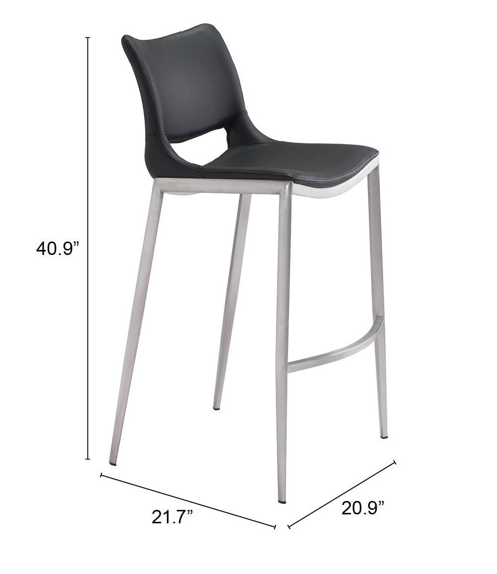 Tabouret de bar Ace (lot de 2) noir et argent