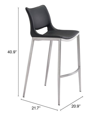 Tabouret de bar Ace (lot de 2) noir et argent