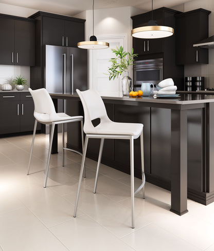 Tabouret de bar Ace (lot de 2) blanc et argent