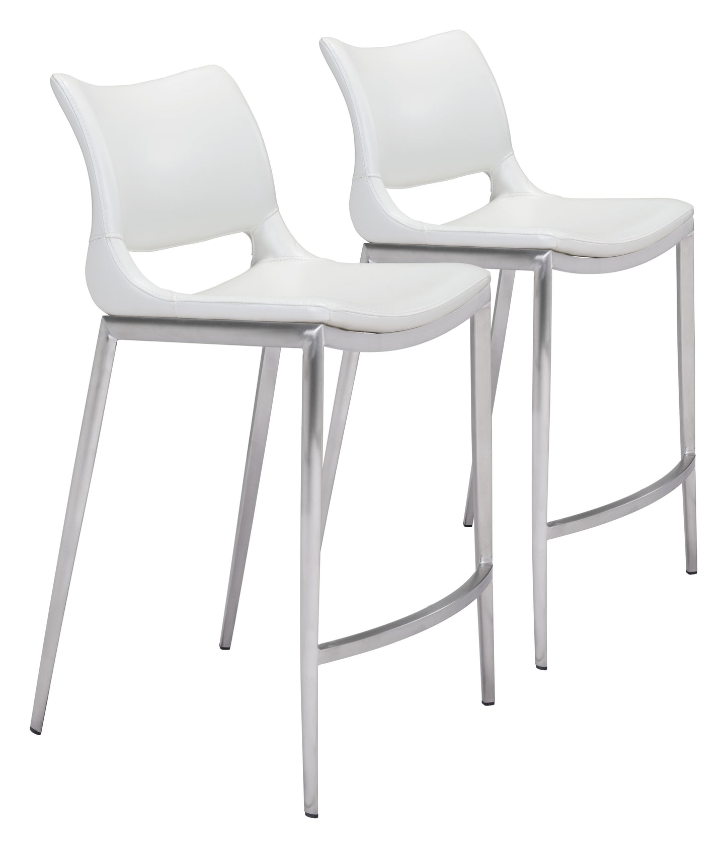 Tabouret de bar Ace (lot de 2) blanc et argent