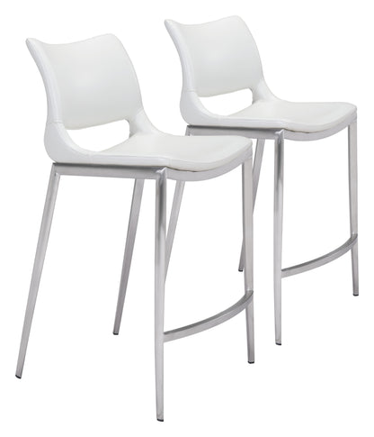 Tabouret de bar Ace (lot de 2) blanc et argent