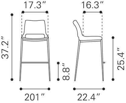 Tabouret de bar Ace (lot de 2) blanc et argent