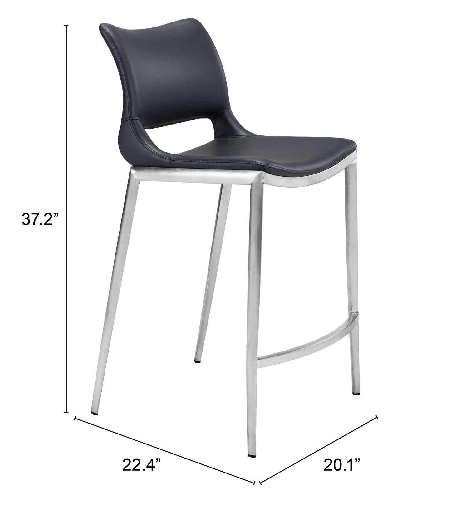 Tabouret de comptoir Ace (lot de 2) noir et argent