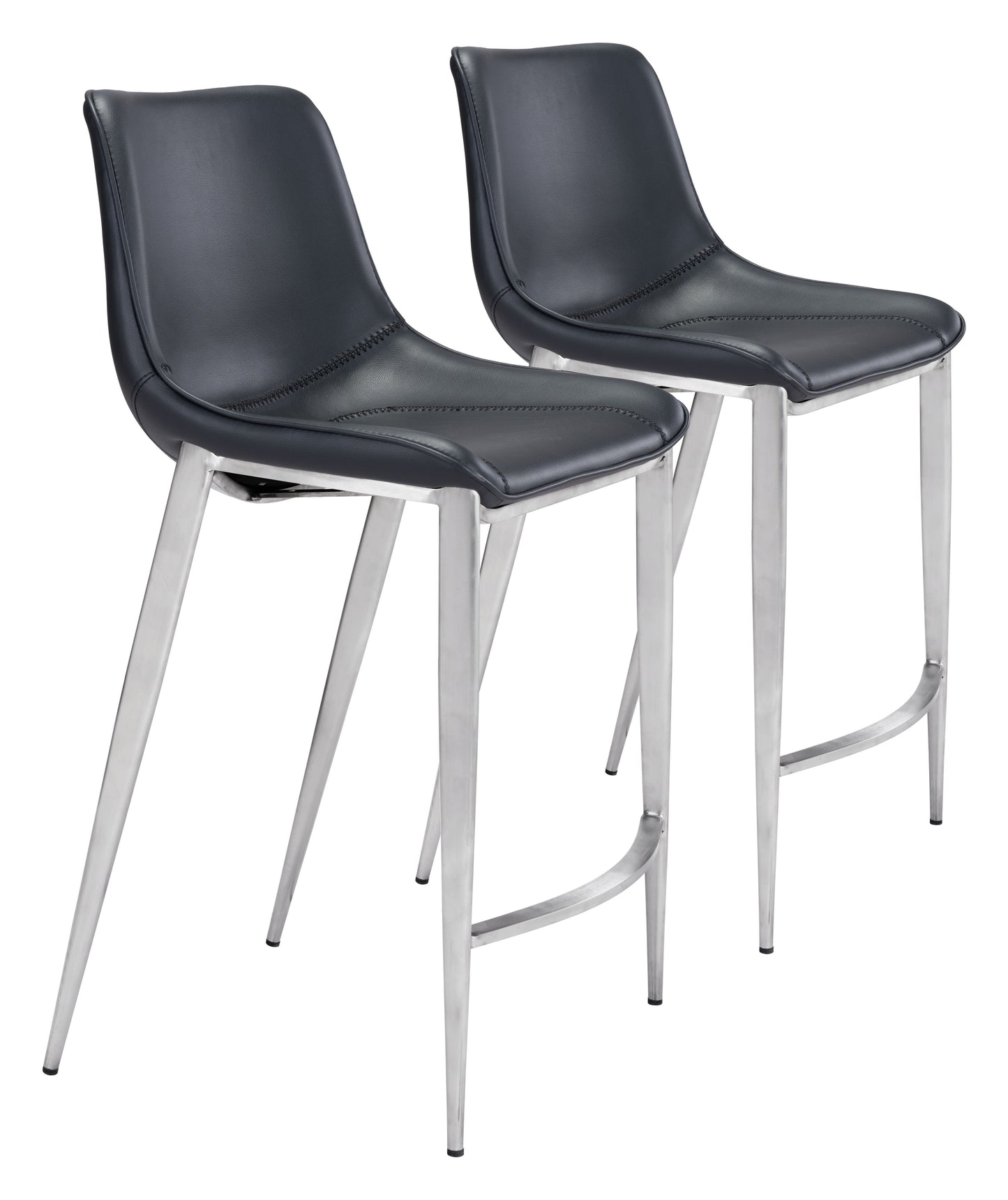 Counter Stool (Set of 2) Black & Silver - Premium Quality & Stylish Design for Your Home