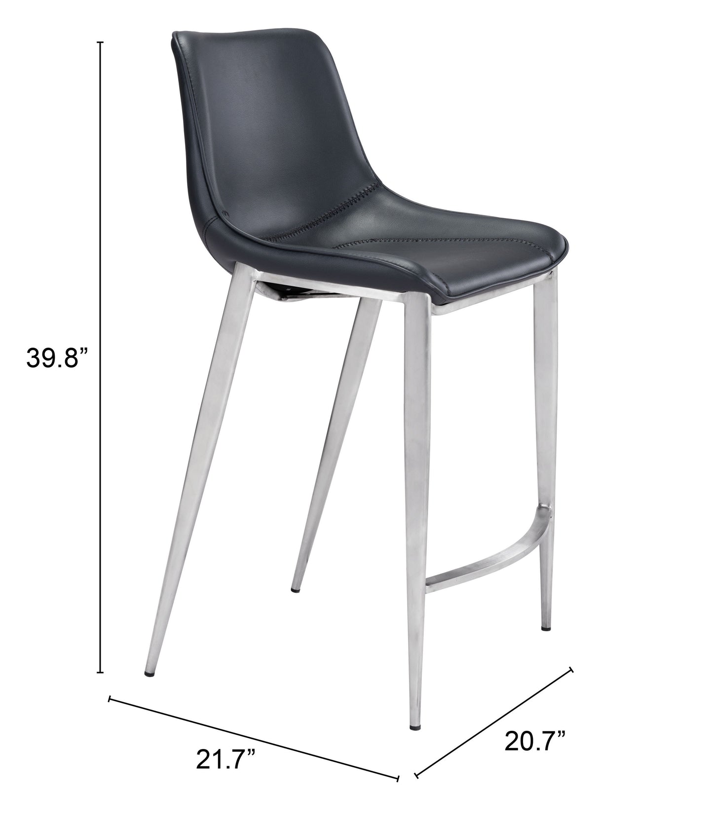Counter Stool (Set of 2) Black & Silver - Premium Quality & Stylish Design for Your Home