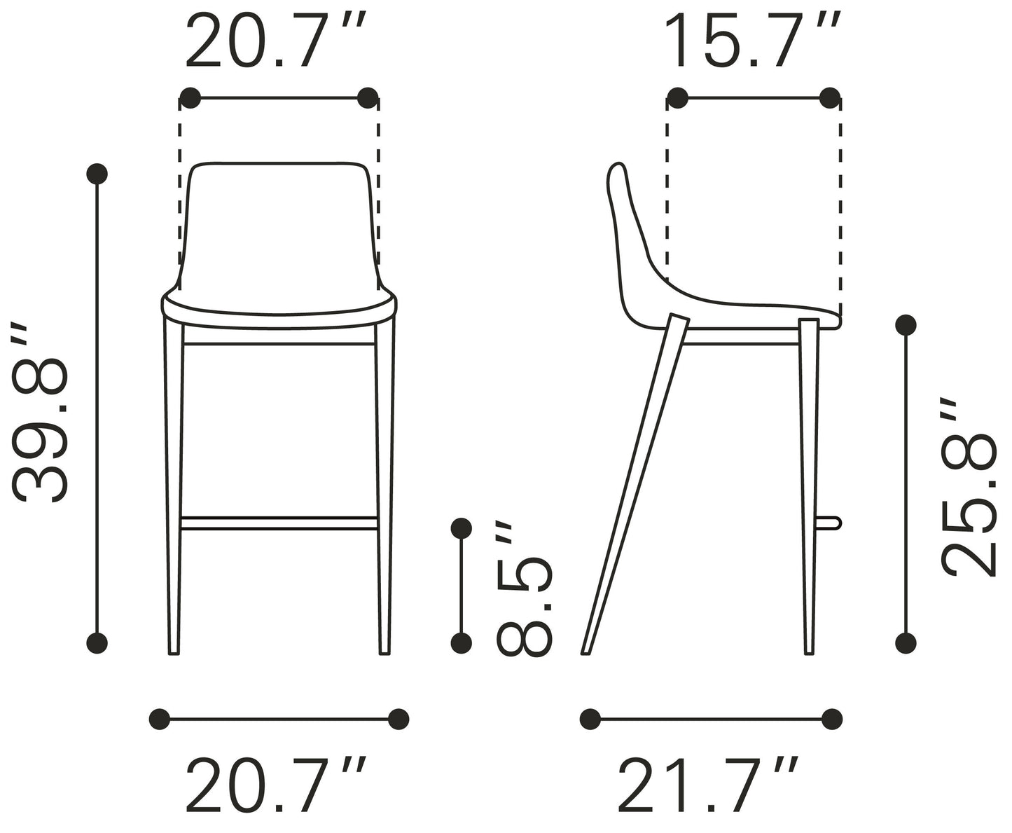 Counter Stool (Set of 2) Black & Silver - Premium Quality & Stylish Design for Your Home