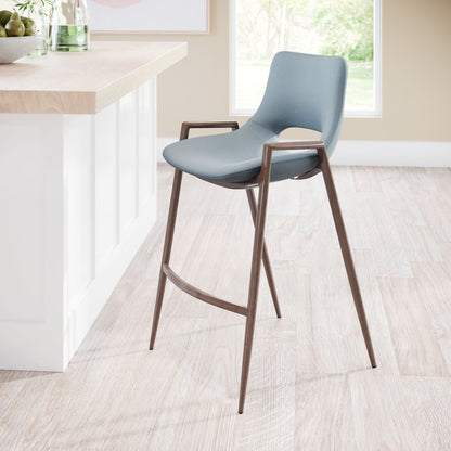 Tabouret de bar Desi (lot de 2) Gris azur et noyer