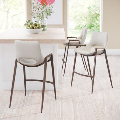 Counter Stool (Set of 2) Beige & Walnut - Premium Quality & Stylish Design for Your Home