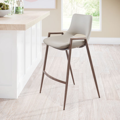 Counter Stool (Set of 2) Beige & Walnut - Premium Quality & Stylish Design for Your Home