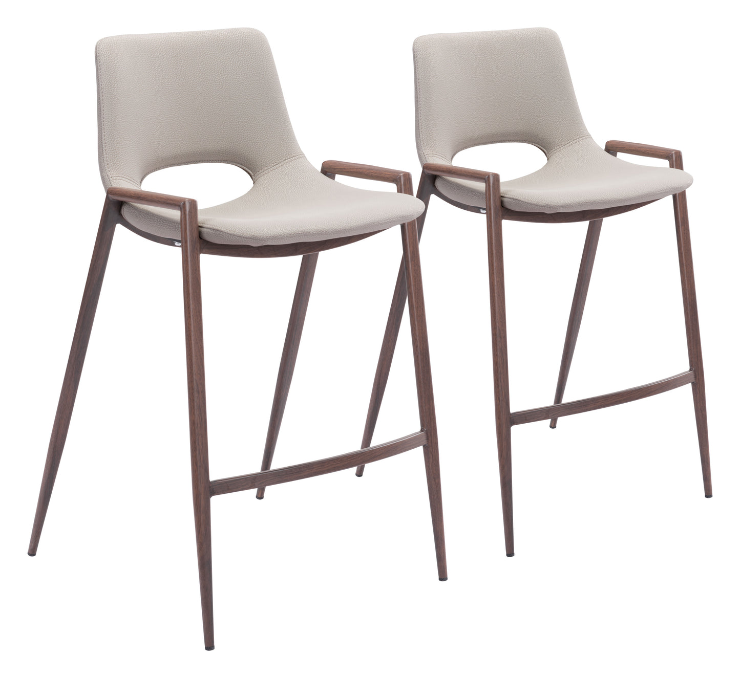 Counter Stool (Set of 2) Beige & Walnut - Premium Quality & Stylish Design for Your Home