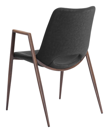 Dining Chair (Set of 2) Black & Walnut - Modern & Ergonomic Seating for Home & Office