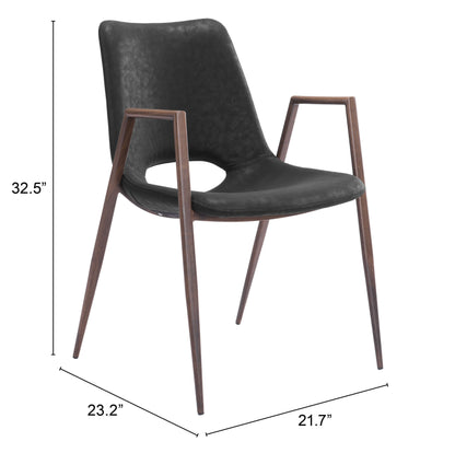 Dining Chair (Set of 2) Black & Walnut - Modern & Ergonomic Seating for Home & Office