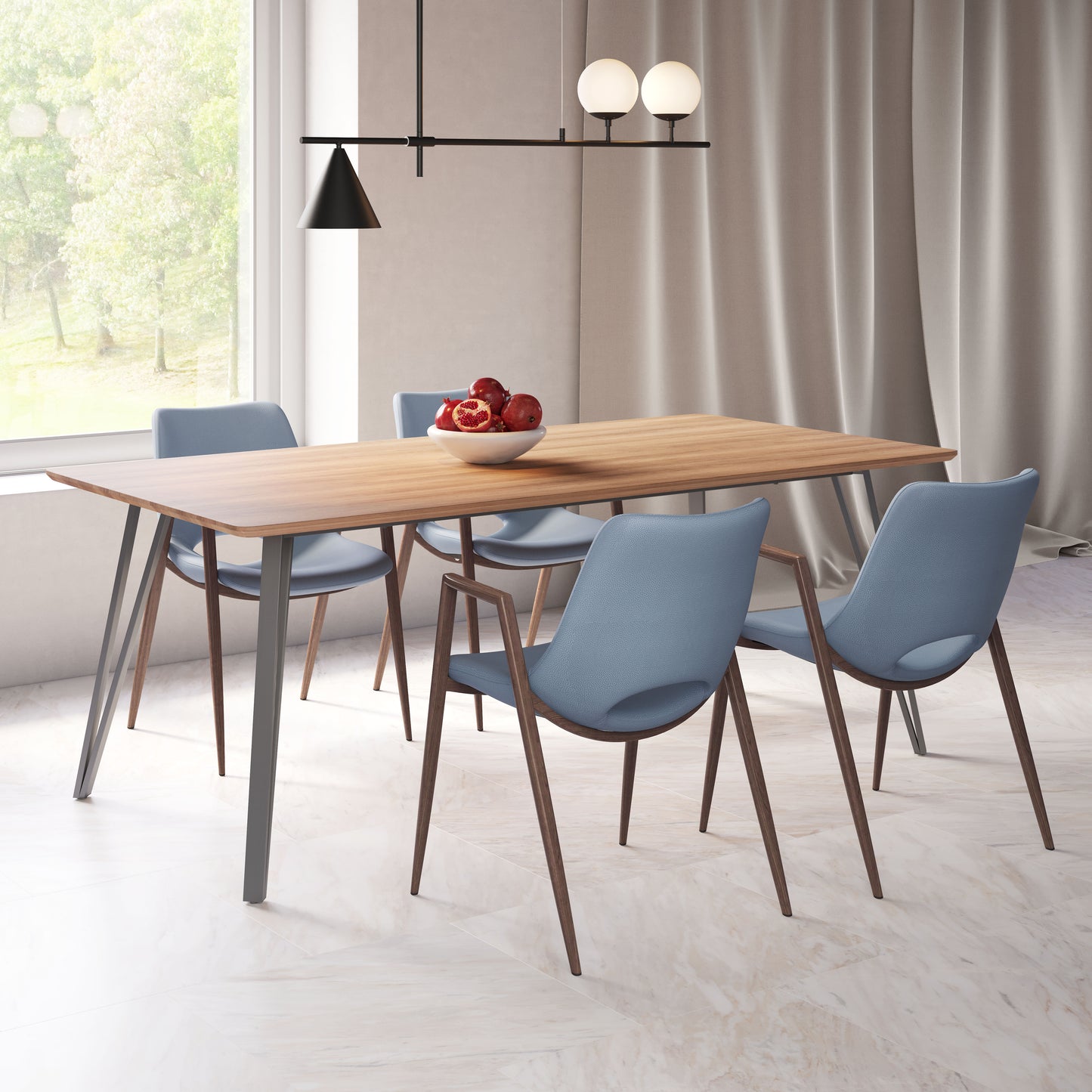 Dining Chair (Set of 2) Azure Gray & Walnut - Modern & Ergonomic Seating for Home & Office