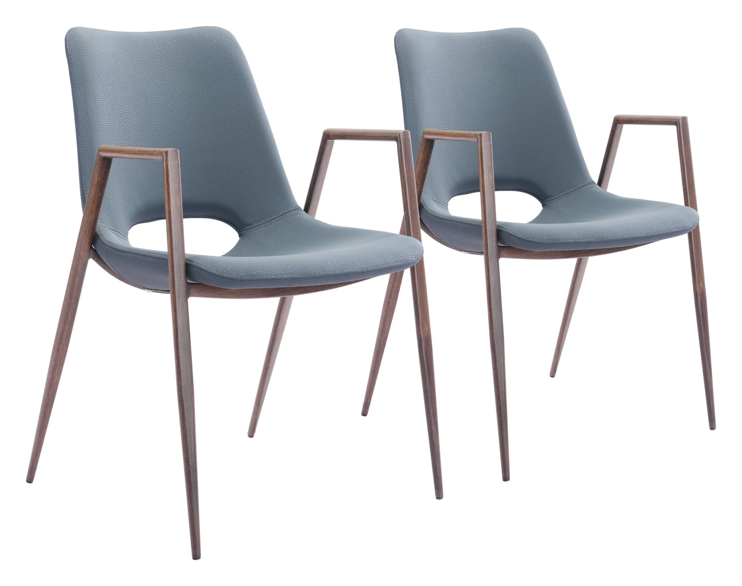 Dining Chair (Set of 2) Azure Gray & Walnut - Modern & Ergonomic Seating for Home & Office