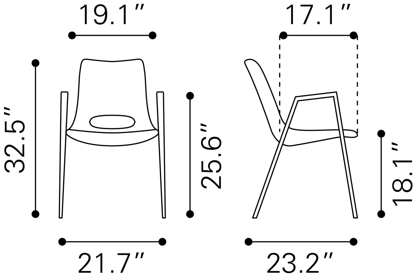Dining Chair (Set of 2) Azure Gray & Walnut - Modern & Ergonomic Seating for Home & Office