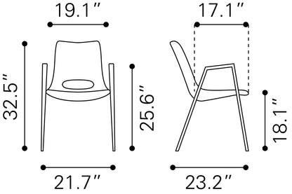 Dining Chair (Set of 2) Azure Gray & Walnut - Modern & Ergonomic Seating for Home & Office