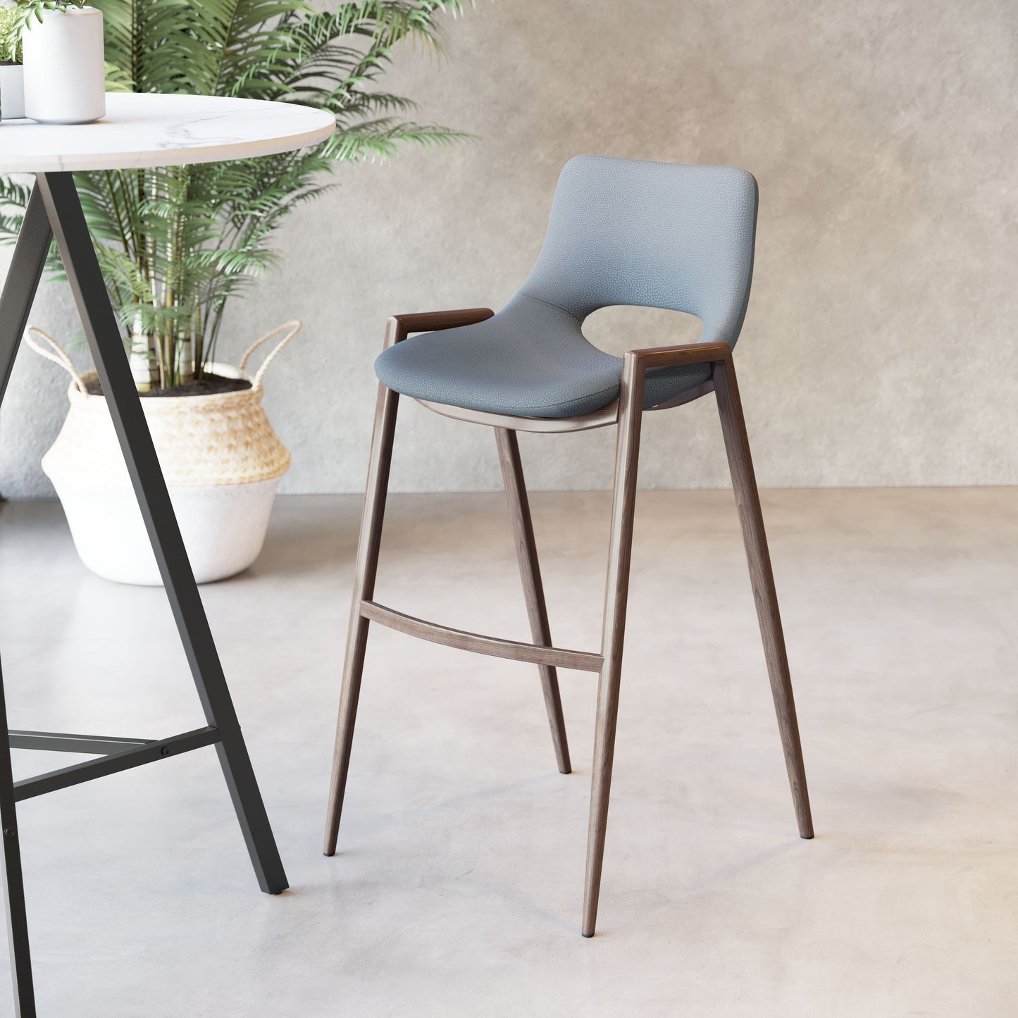 Barstool (Set of 2) Azure Gray & Walnut - Premium Quality & Stylish Design for Your Home