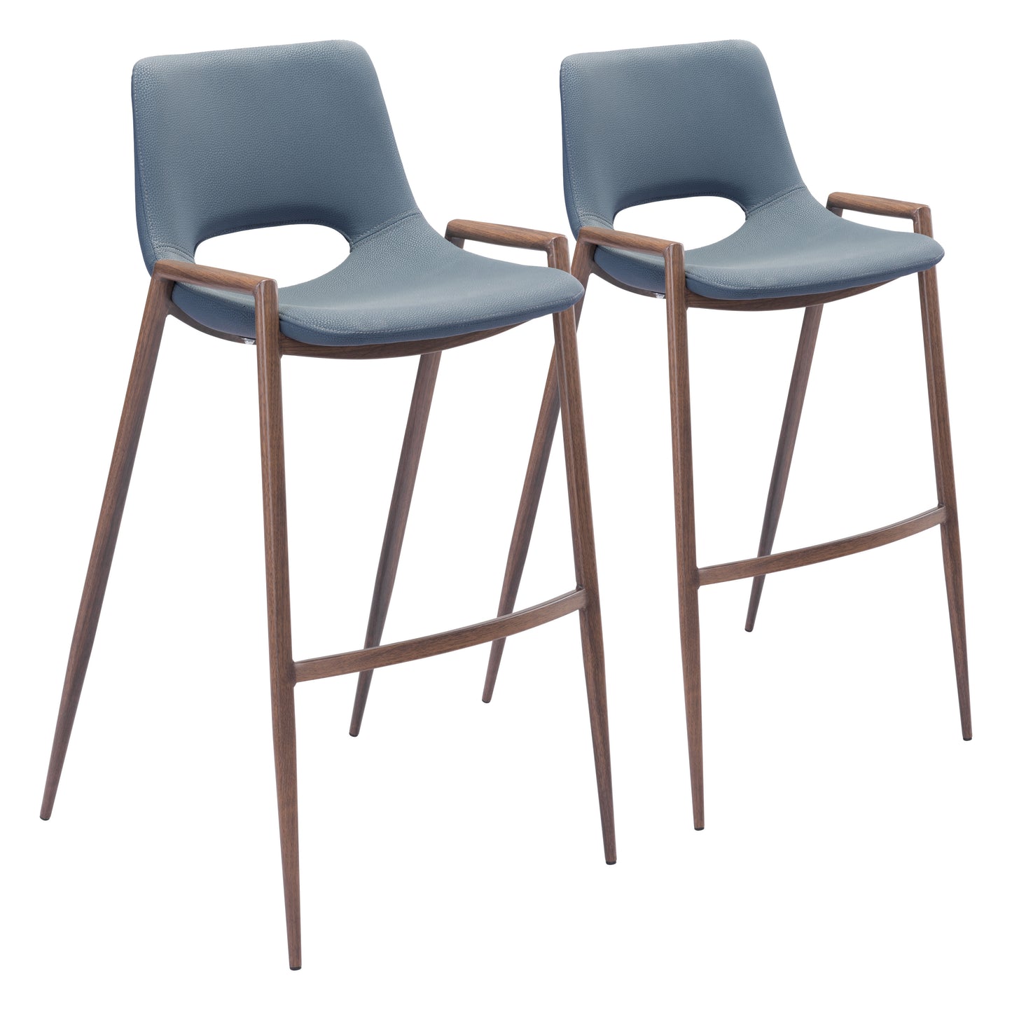 Barstool (Set of 2) Azure Gray & Walnut - Premium Quality & Stylish Design for Your Home