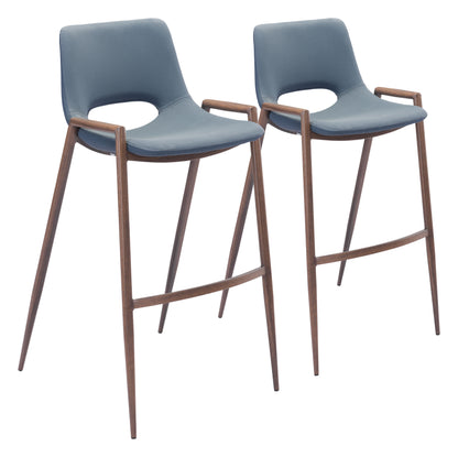 Barstool (Set of 2) Azure Gray & Walnut - Premium Quality & Stylish Design for Your Home