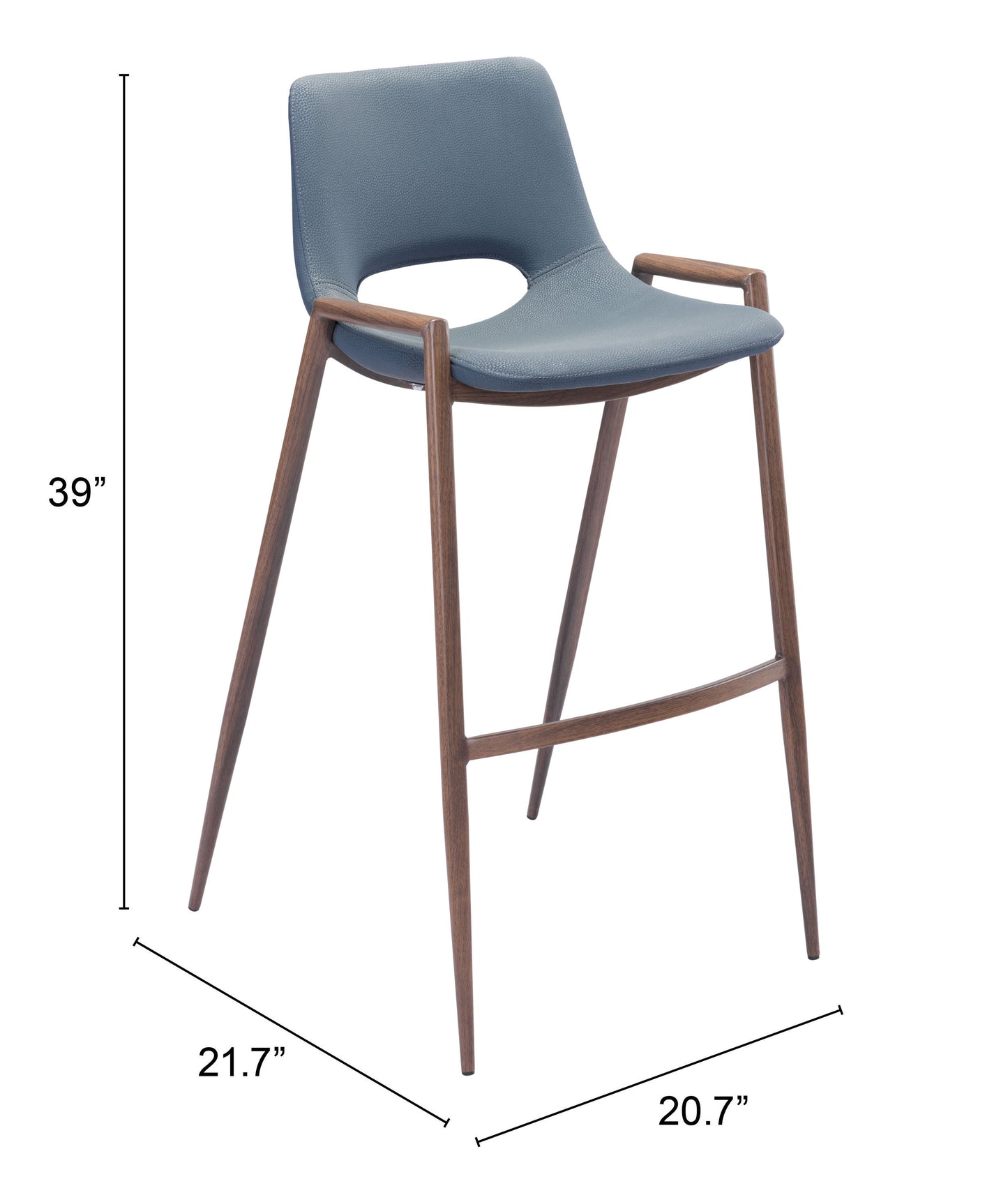 Barstool (Set of 2) Azure Gray & Walnut - Premium Quality & Stylish Design for Your Home