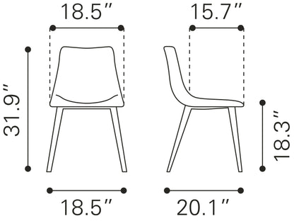 Dining Chair (Set of 2) Vintage Brown - Modern & Ergonomic Seating for Home & Office