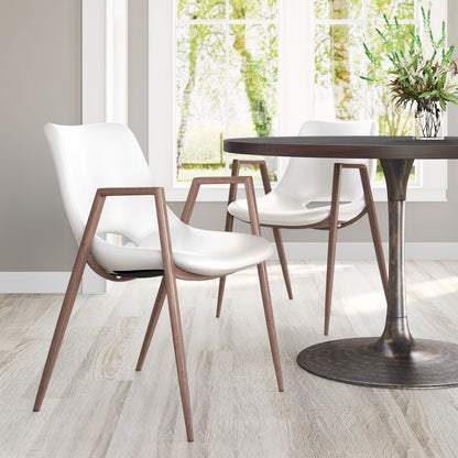 Chaise de salle à manger Desi (lot de 2) Blanc et noyer