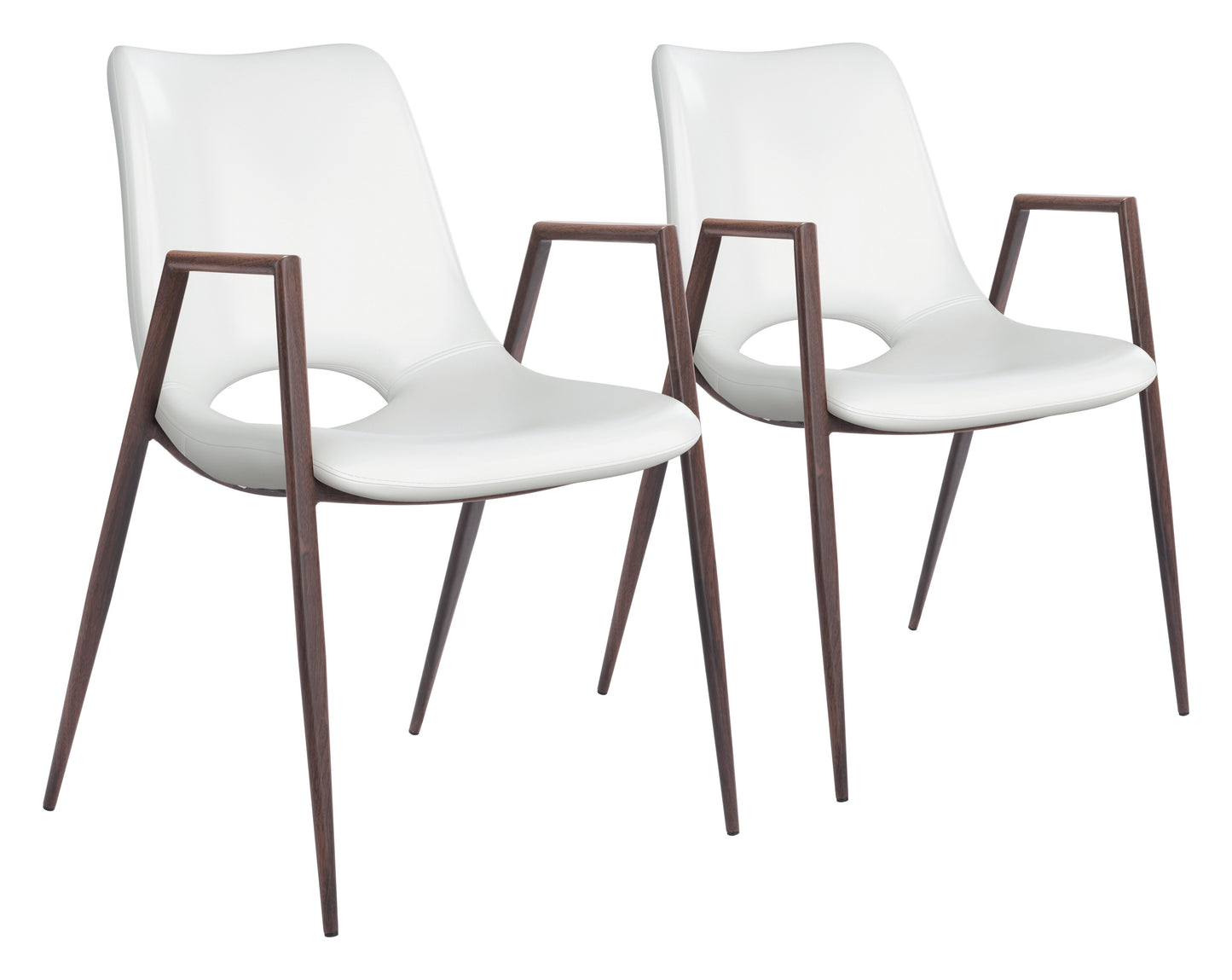 Chaise de salle à manger Desi (lot de 2) Blanc et noyer