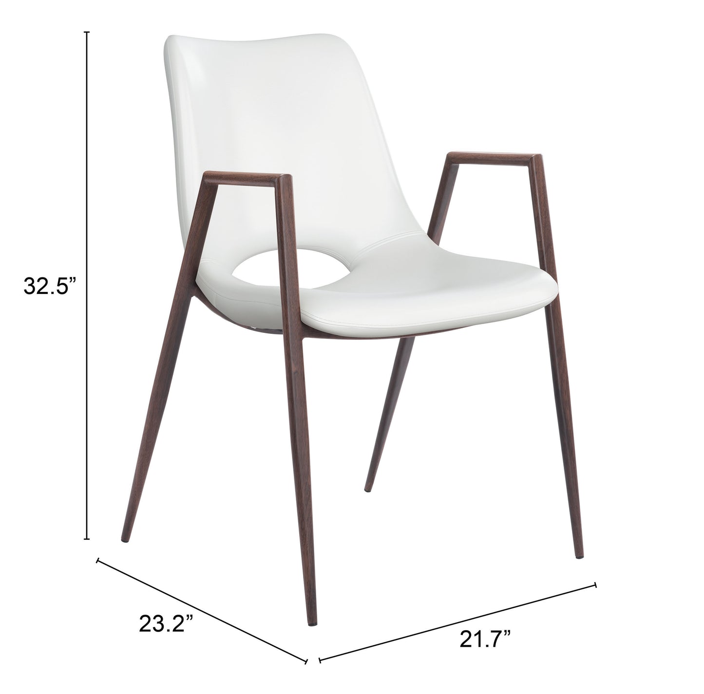 Chaise de salle à manger Desi (lot de 2) Blanc et noyer