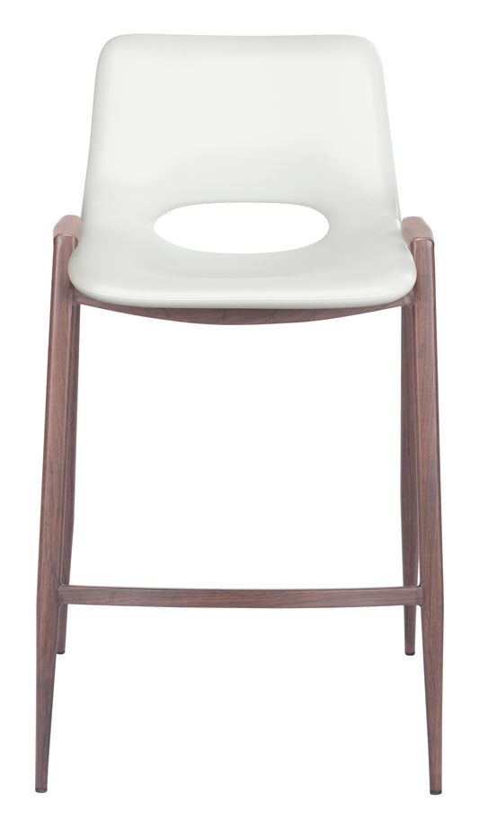 Juego de 2 taburetes de mostrador en blanco y nogal: calidad superior y diseño elegante para tu hogar.