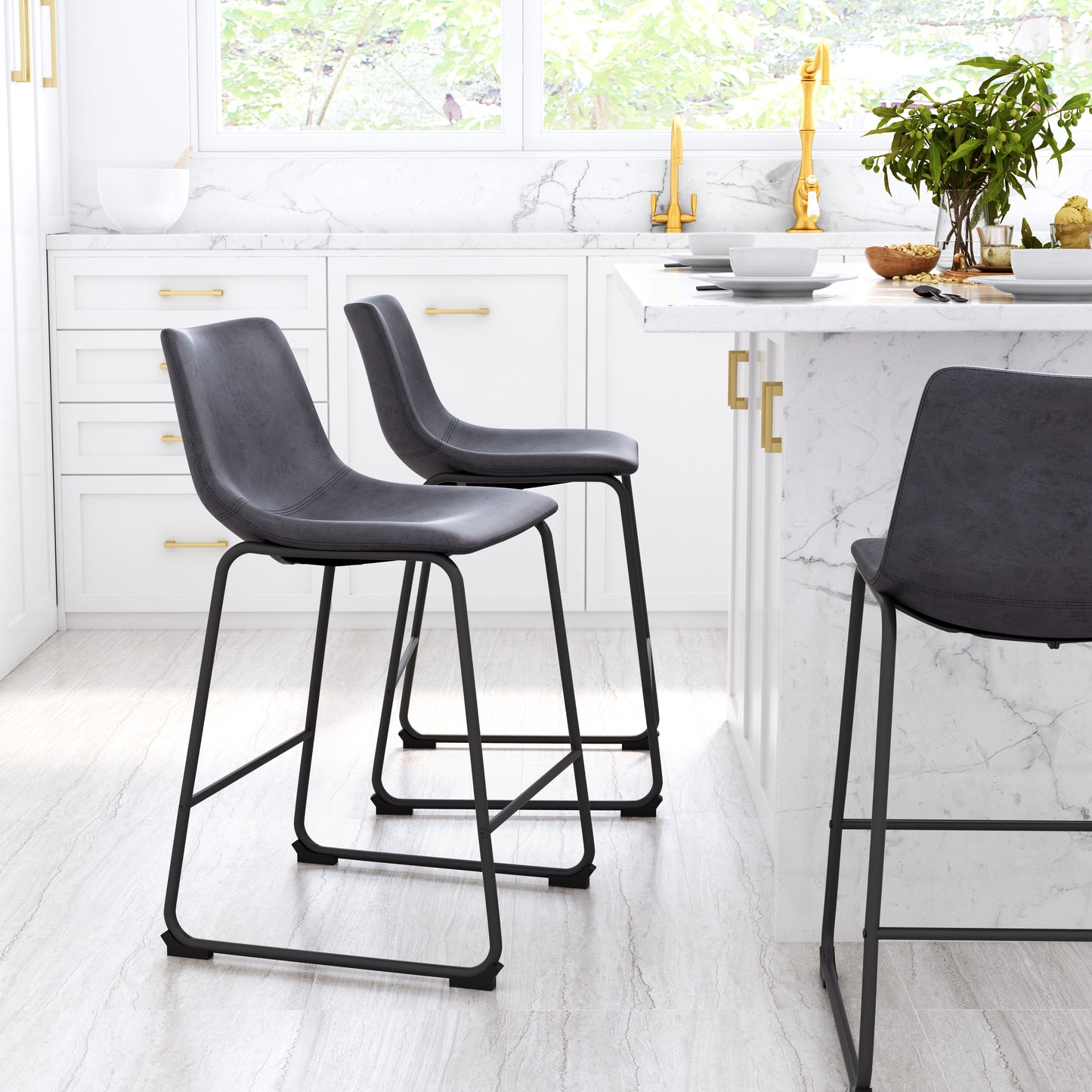 Tabouret de comptoir intelligent (lot de 2) Anthracite