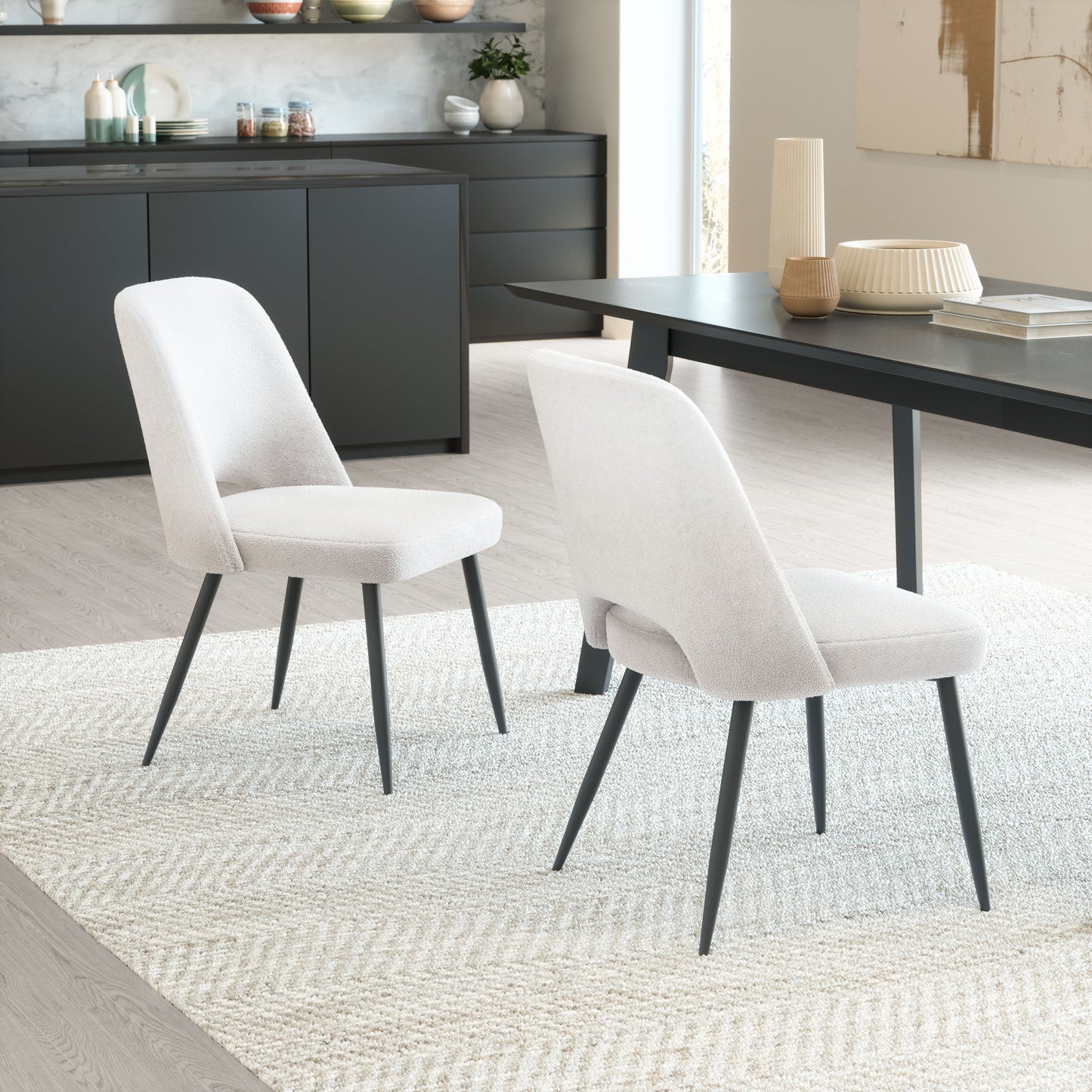 Chaise de salle à manger Teddy (lot de 2) Ivoire