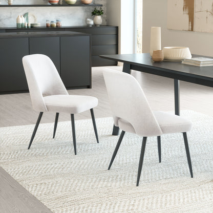 Chaise de salle à manger Teddy (lot de 2) Ivoire