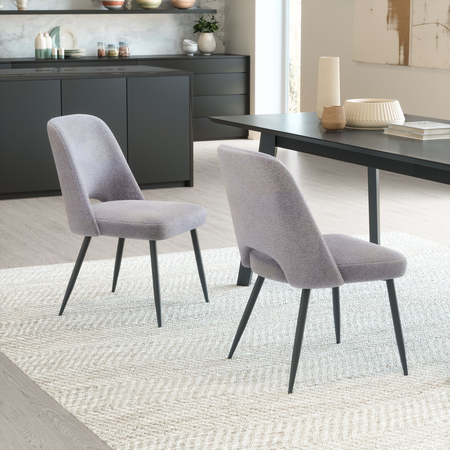 Chaise de salle à manger Teddy (lot de 2) Gris