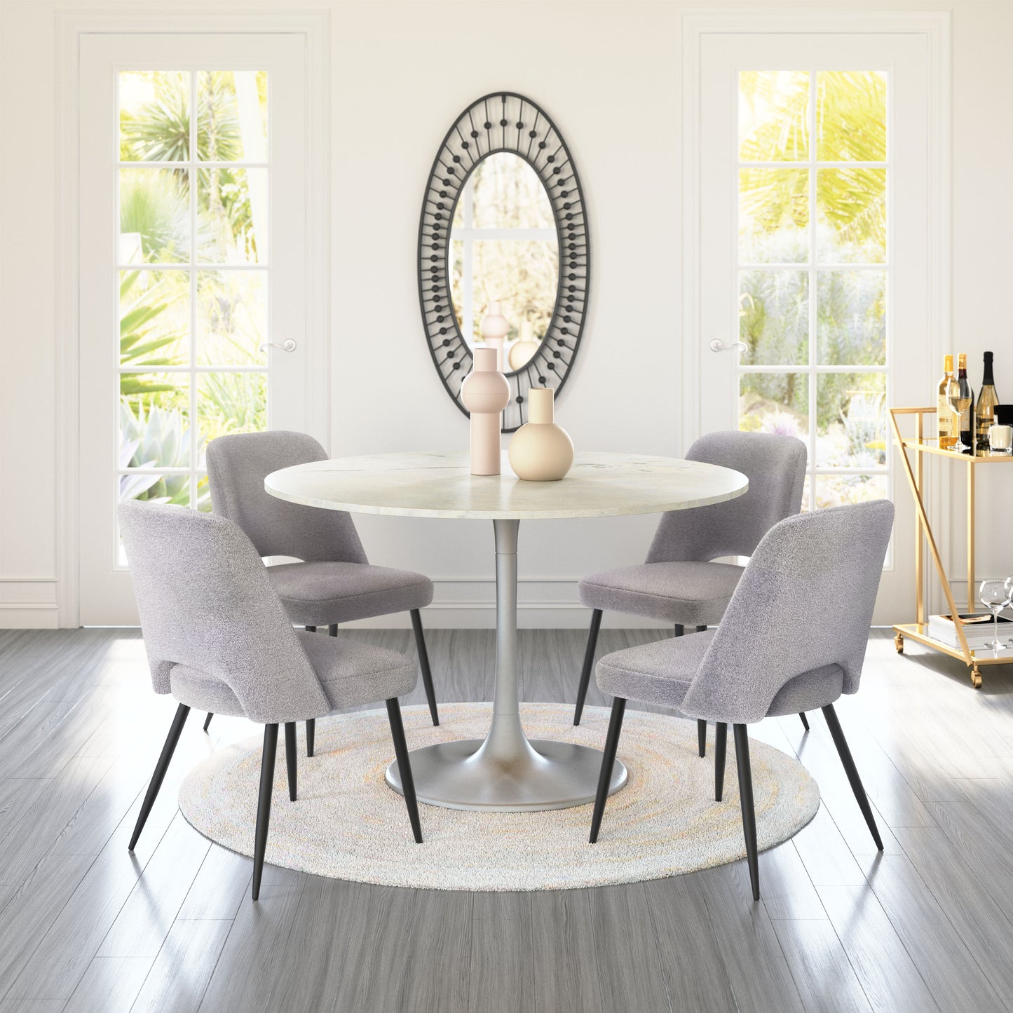 Chaise de salle à manger Teddy (lot de 2) Gris