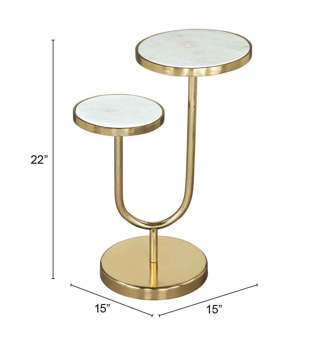 Table d'appoint Marc blanche et dorée