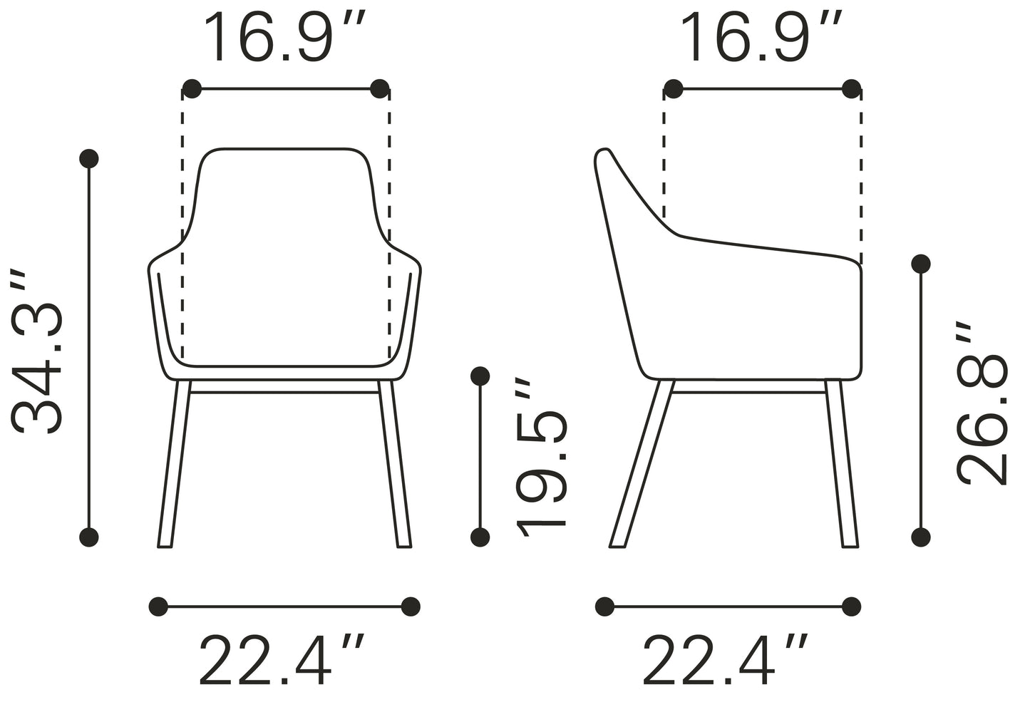 Chaise de salle à manger Adage (lot de 2) grise