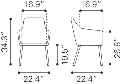 Chaise de salle à manger Adage (lot de 2) grise