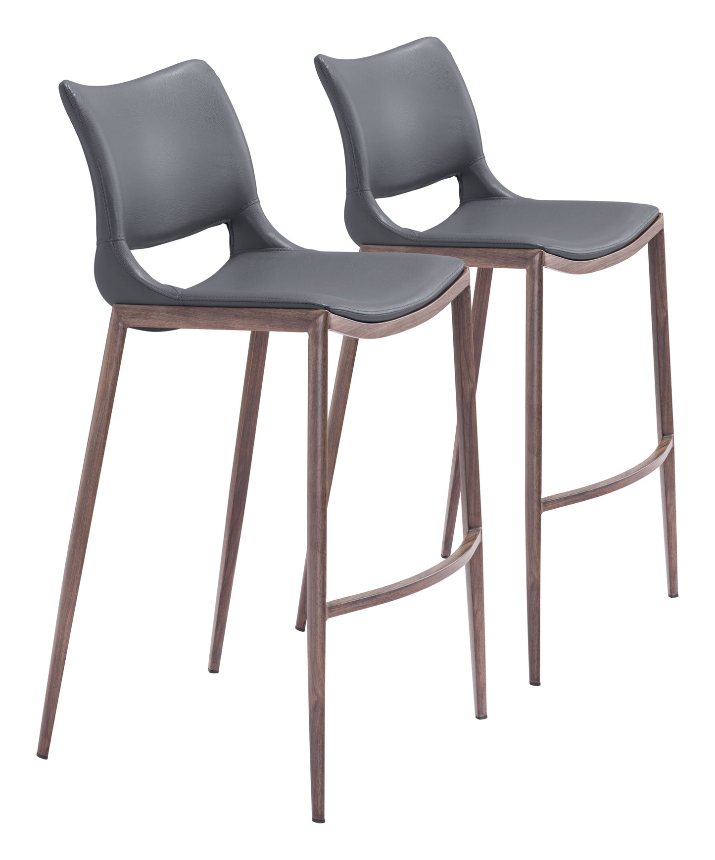 Tabouret de bar Ace (lot de 2) gris foncé et noyer