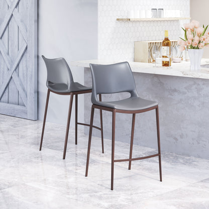 Counter Stool (Set of 2) Dark Gray & Walnut - Premium Quality & Stylish Design for Your Home