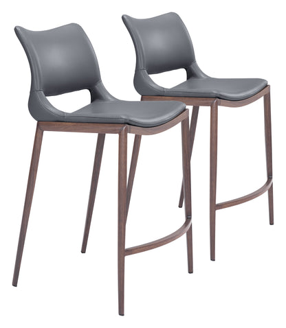 Counter Stool (Set of 2) Dark Gray & Walnut - Premium Quality & Stylish Design for Your Home