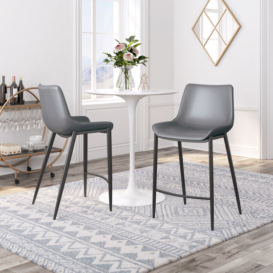 Juego de 2 taburetes de mostrador en gris oscuro y negro: calidad superior y diseño elegante para tu hogar.