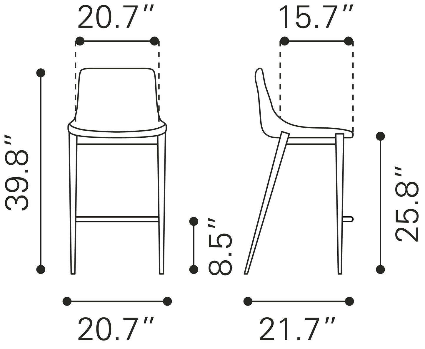Counter Stool (Set of 2) Dark Gray & Black - Premium Quality & Stylish Design for Your Home