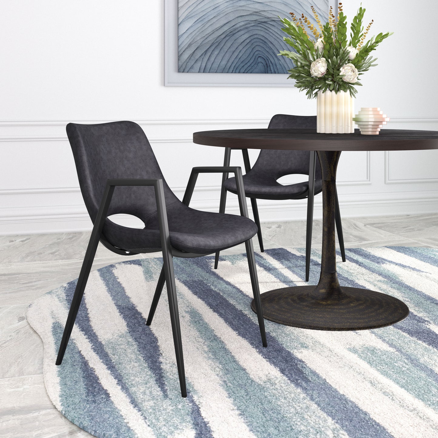 Dining Chair (Set of 2) Black - Modern & Ergonomic Seating for Home & Office