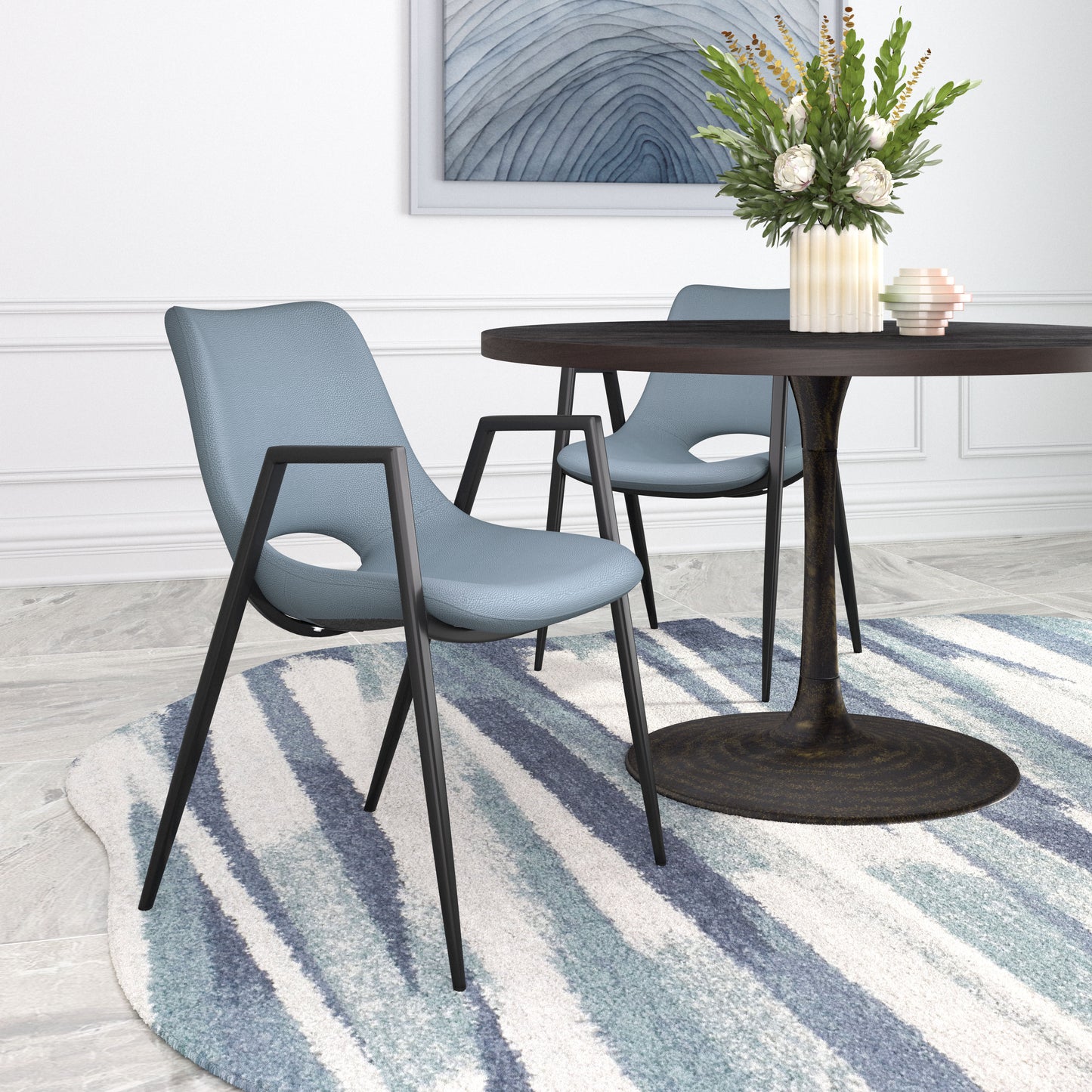 Dining Chair (Set of 2) Azure Gray - Modern & Ergonomic Seating for Home & Office